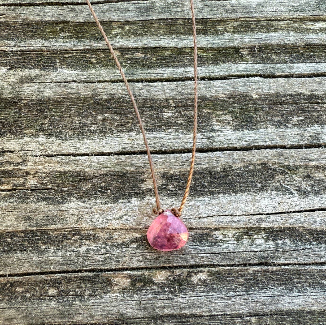 Pink Sapphire Small Teardrop Necklace