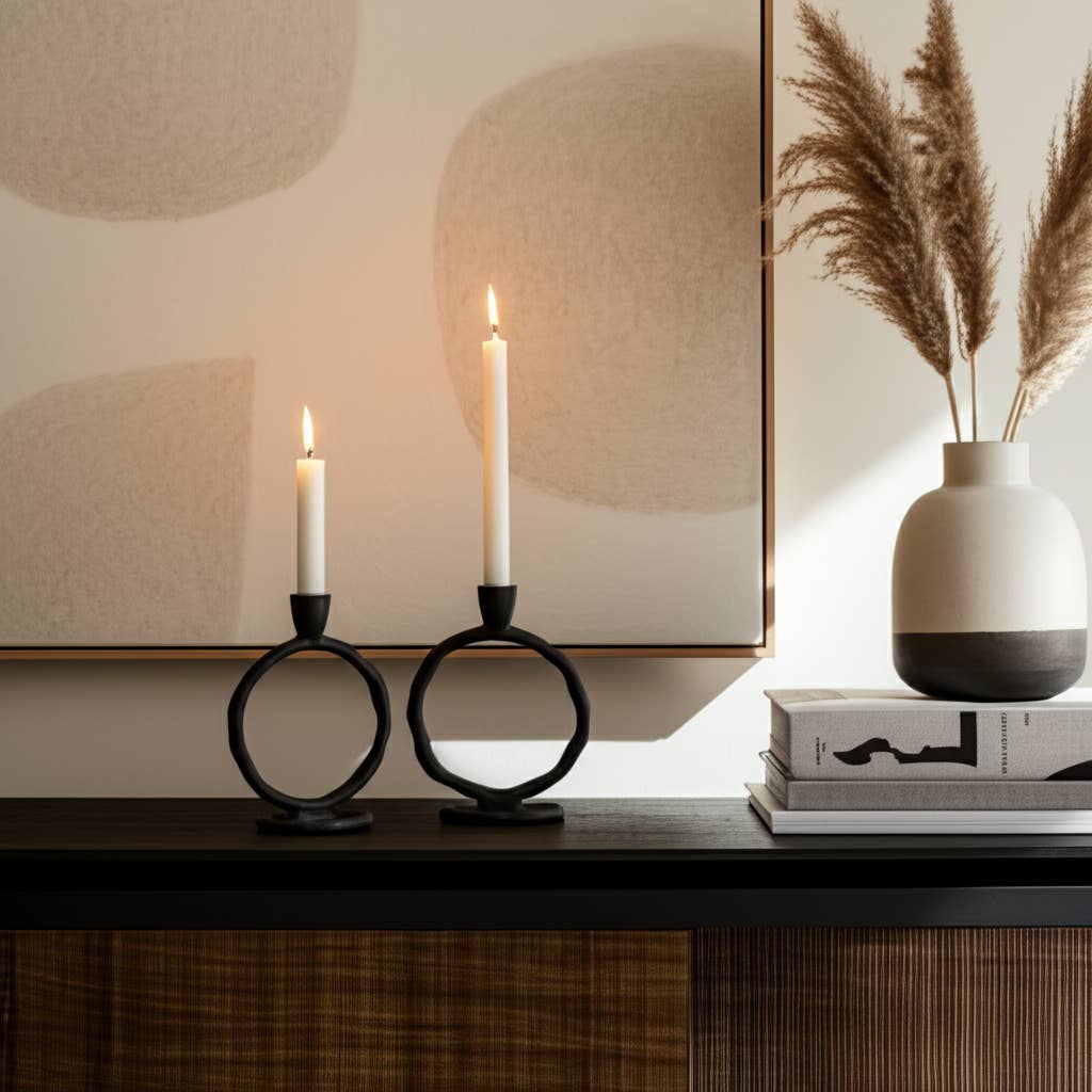 Metal Ring Taper Candle Holder