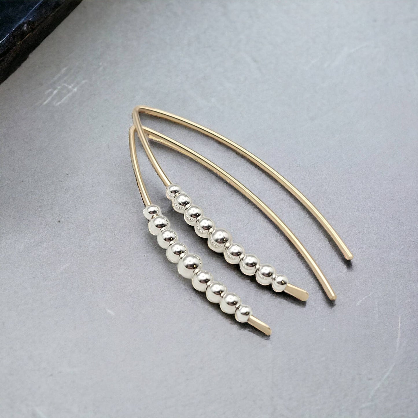 Gold & Silver Beaded Threader Earrings