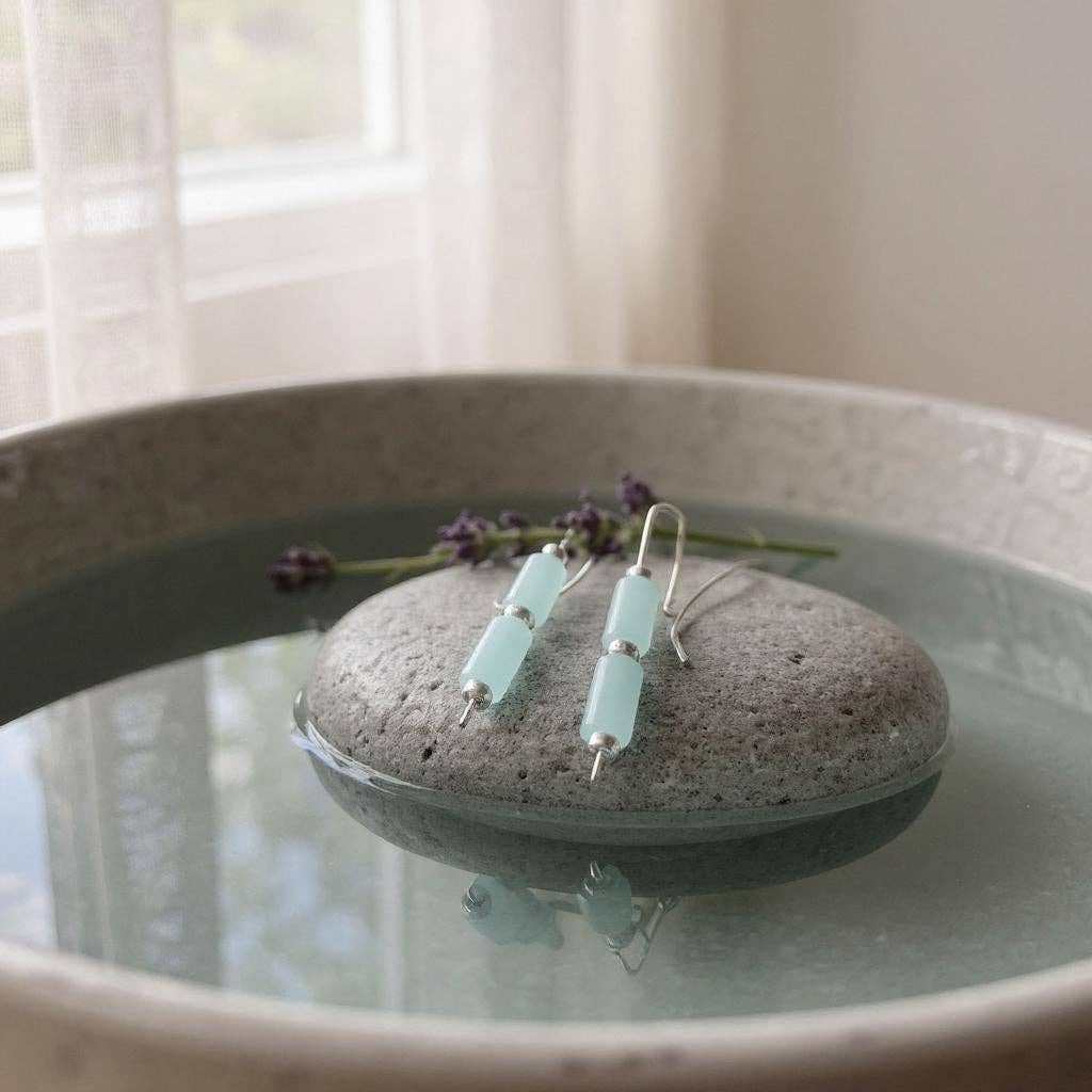 Sterling Silver & Sea Glass Threader Earrings