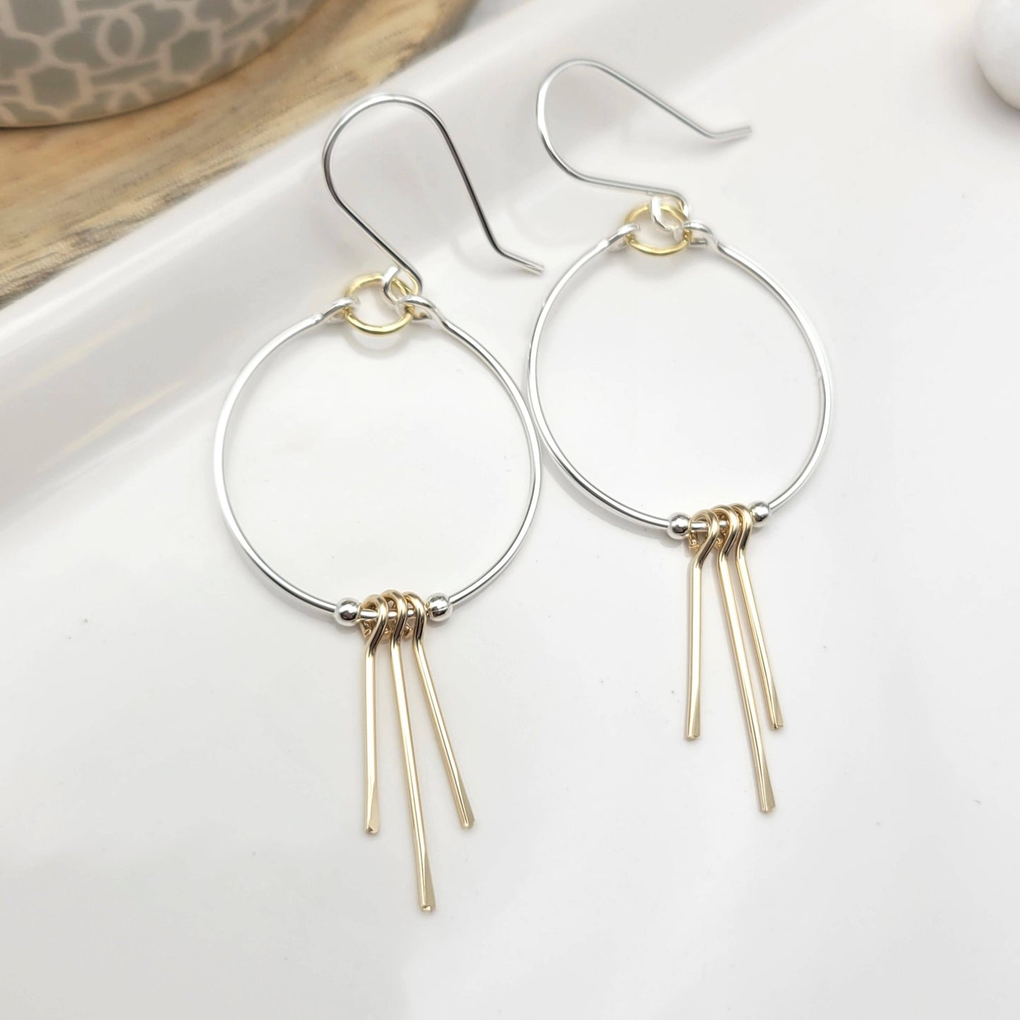 Silver and Gold Fringe Hoops