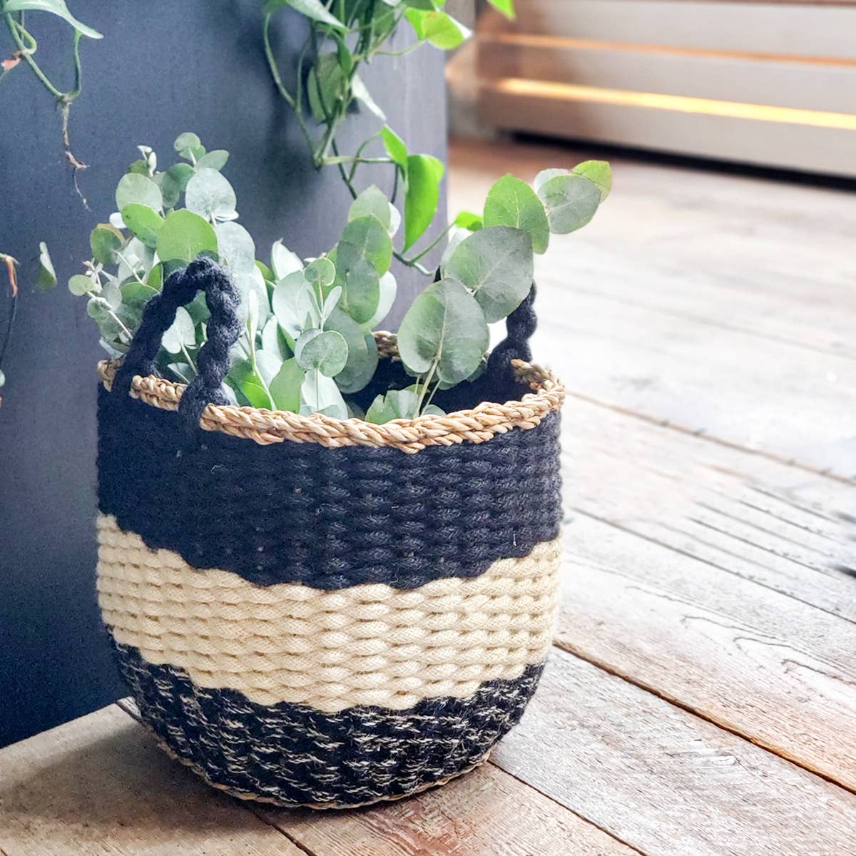 Ula Black Stripe Basket