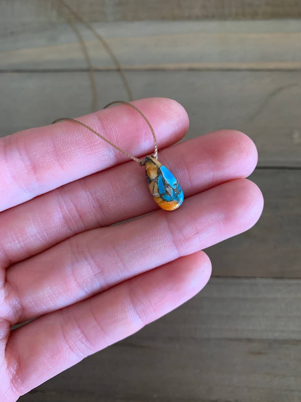 Copper Oyster Turquoise 16" Teardrop Necklace