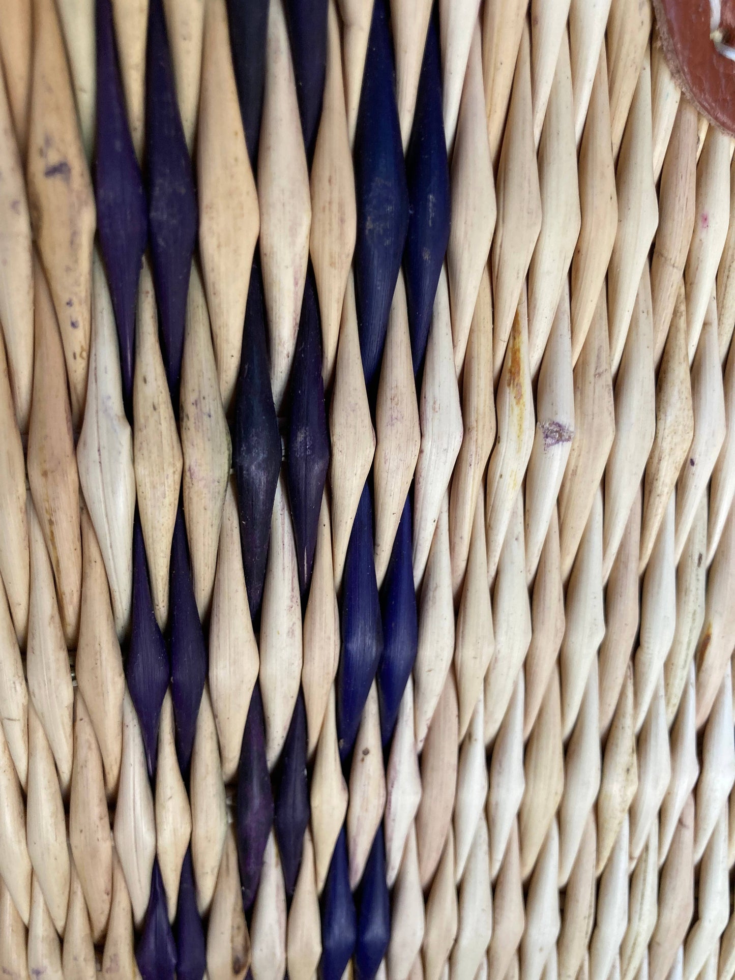 Blue Striped Reed Tote