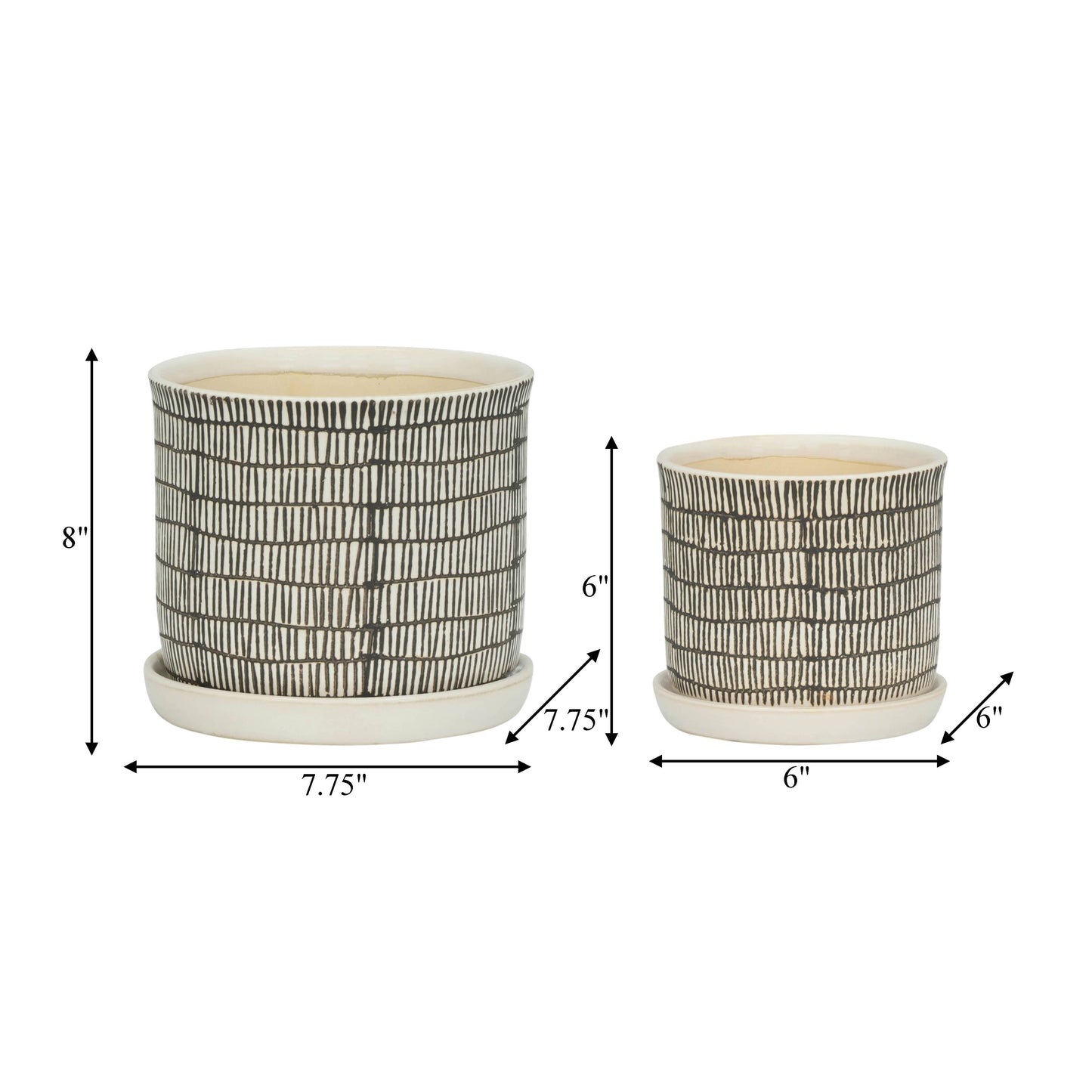 Ceramic Line Pot & Saucer