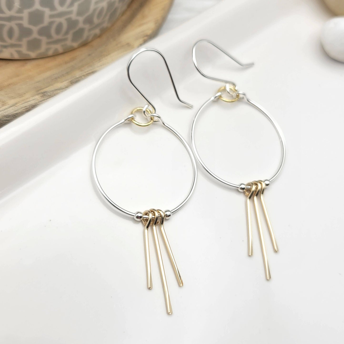 Silver and Gold Fringe Hoops