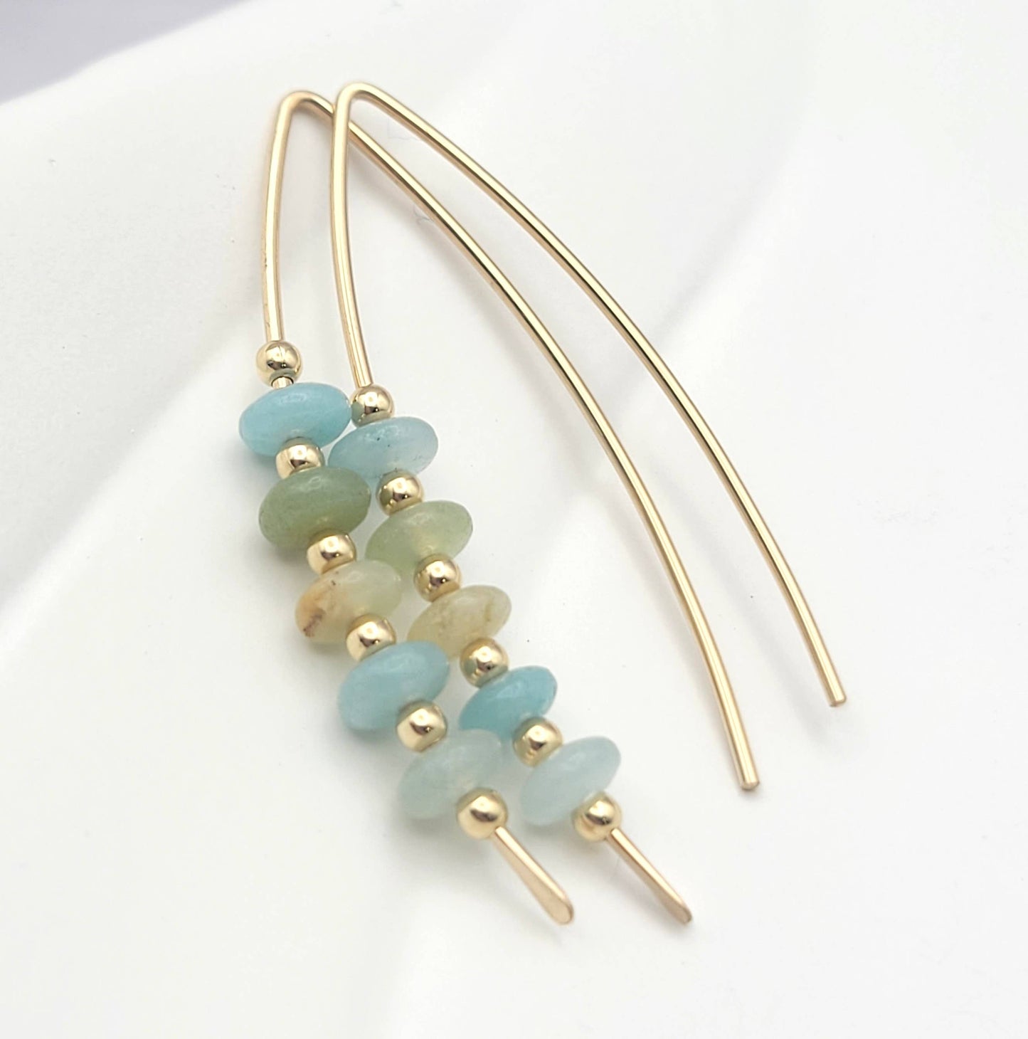 Amazonite & Gold Threader Earrings