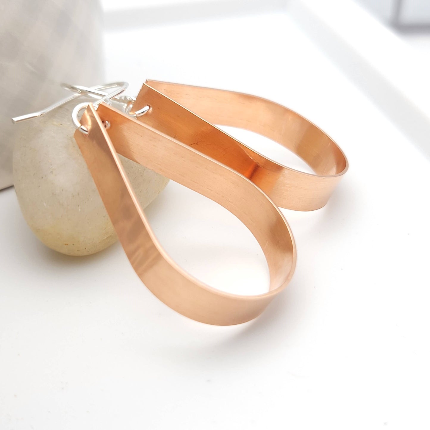 Copper Teardrop Hoop Earrings