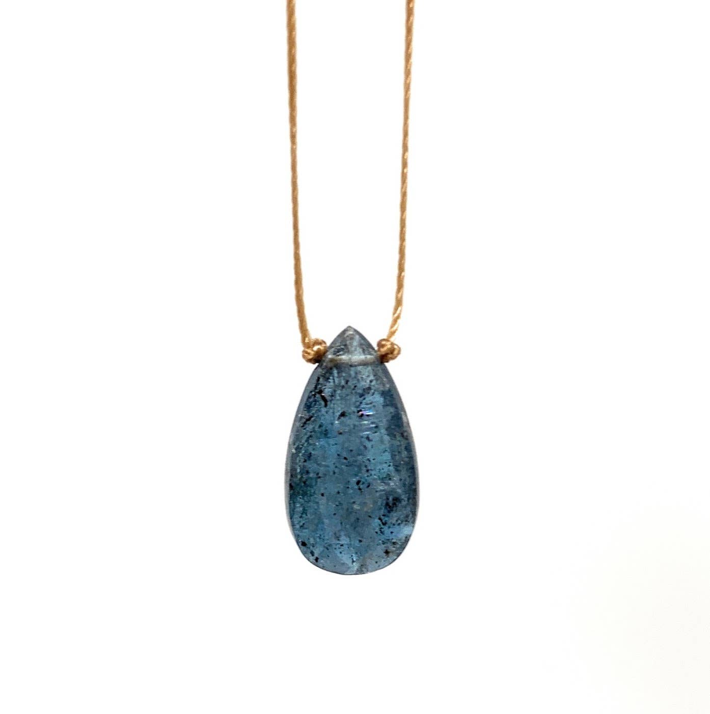 Teal Moss Kyanite Teardrop 16" Necklace