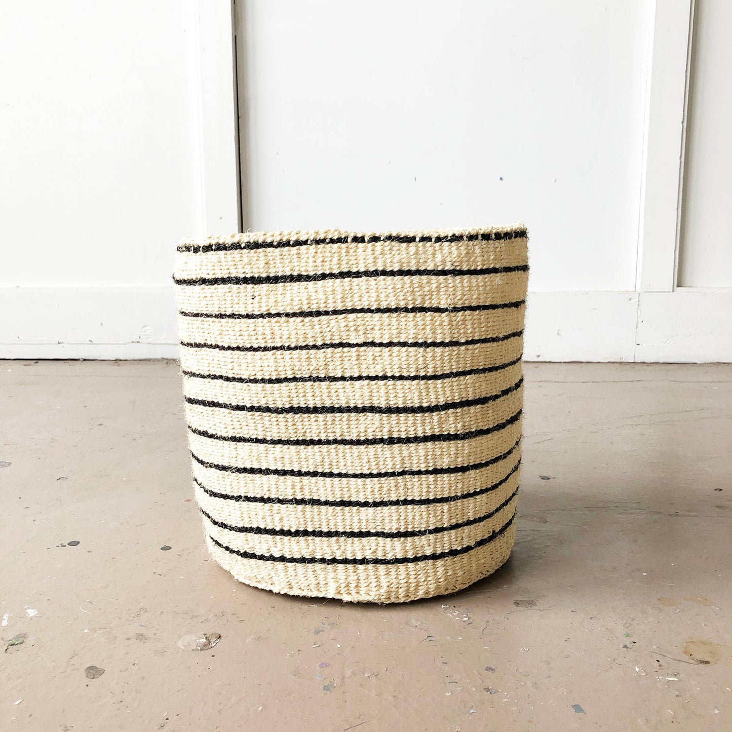 Striped Neutral Storage Plant Basket