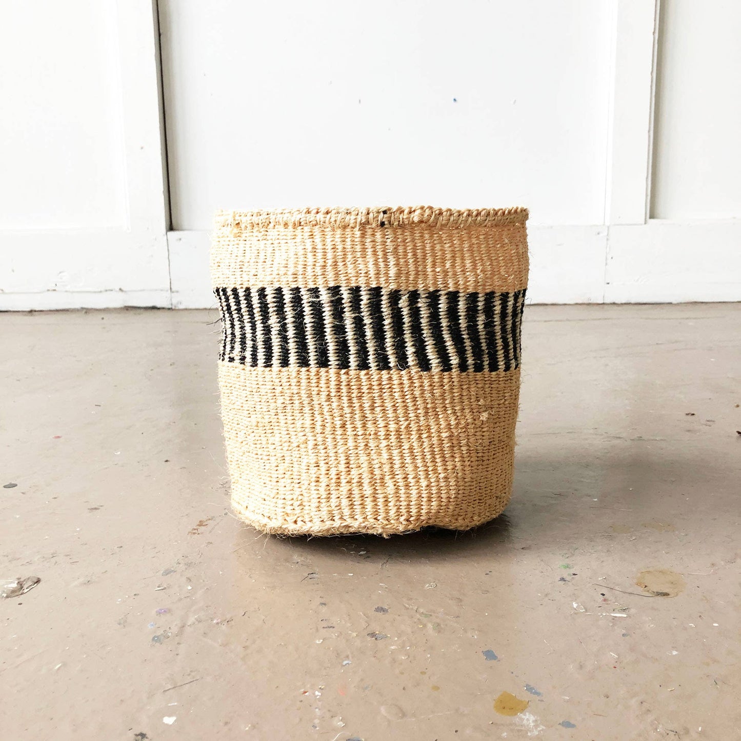 Striped Neutral Storage Plant Basket