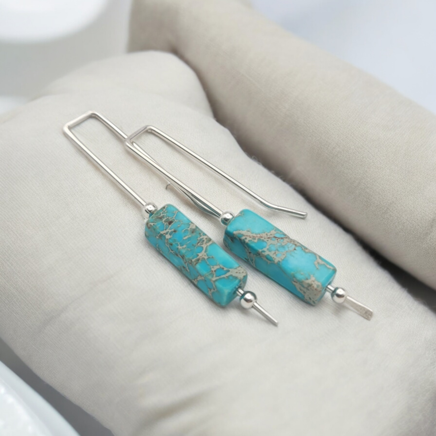 Turqouise & Sterling Silver Threader Earrings