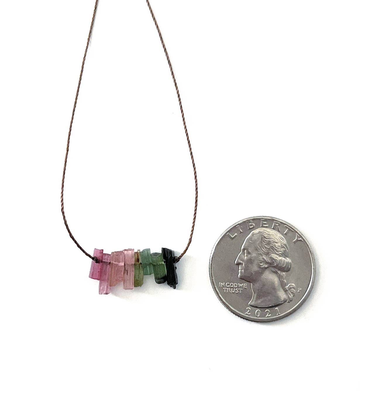 Multi Tourmaline Bar 18"  Necklace