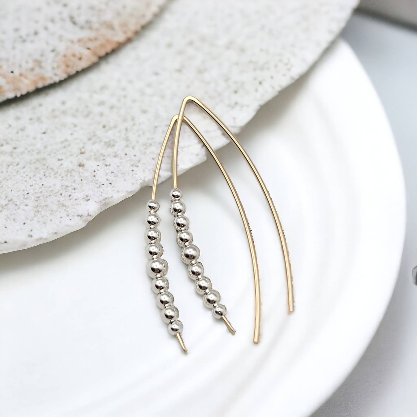 Gold & Silver Beaded Threader Earrings