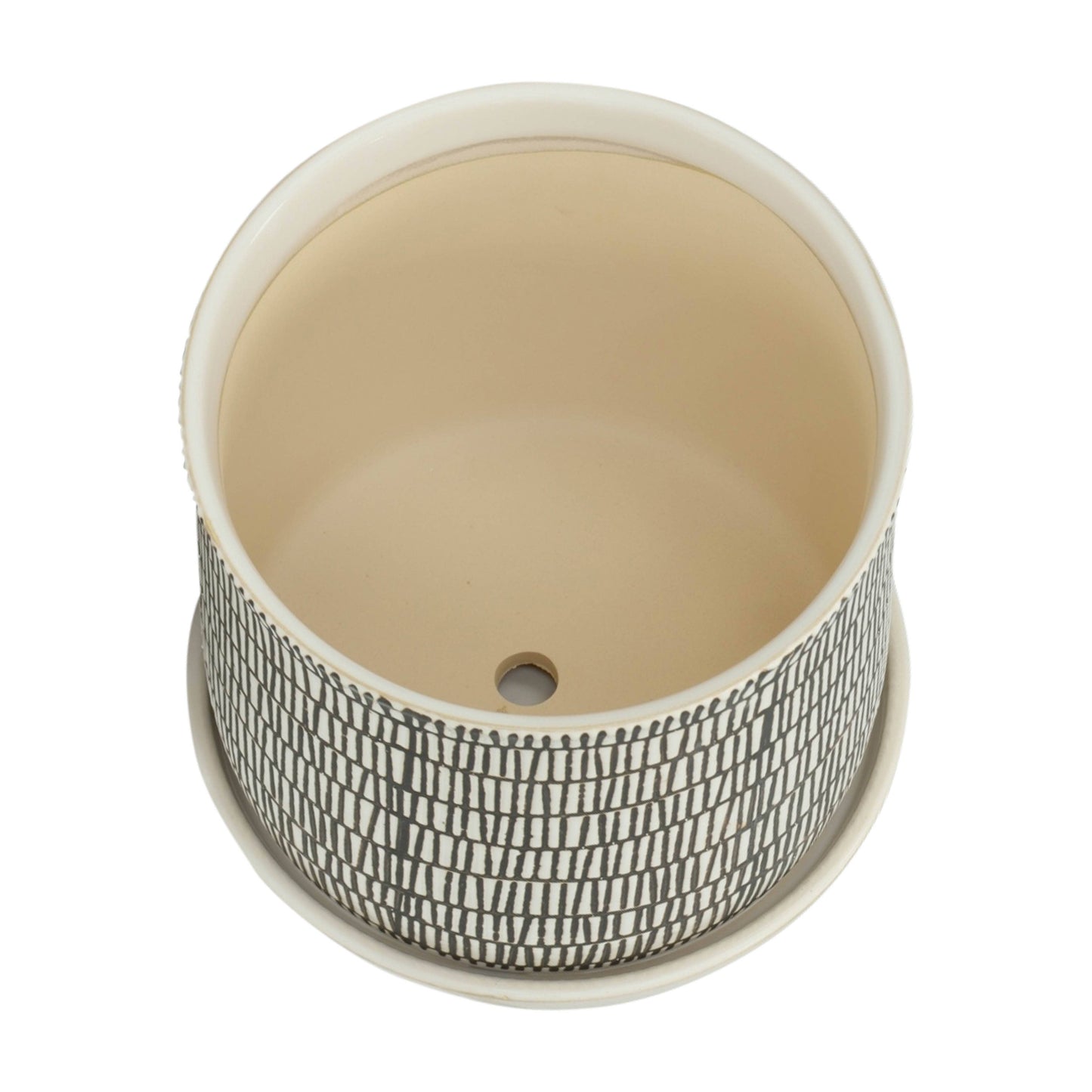 Ceramic Line Pot & Saucer