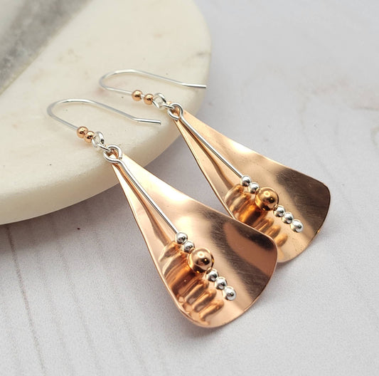 Shiny Copper and Silver Earrings