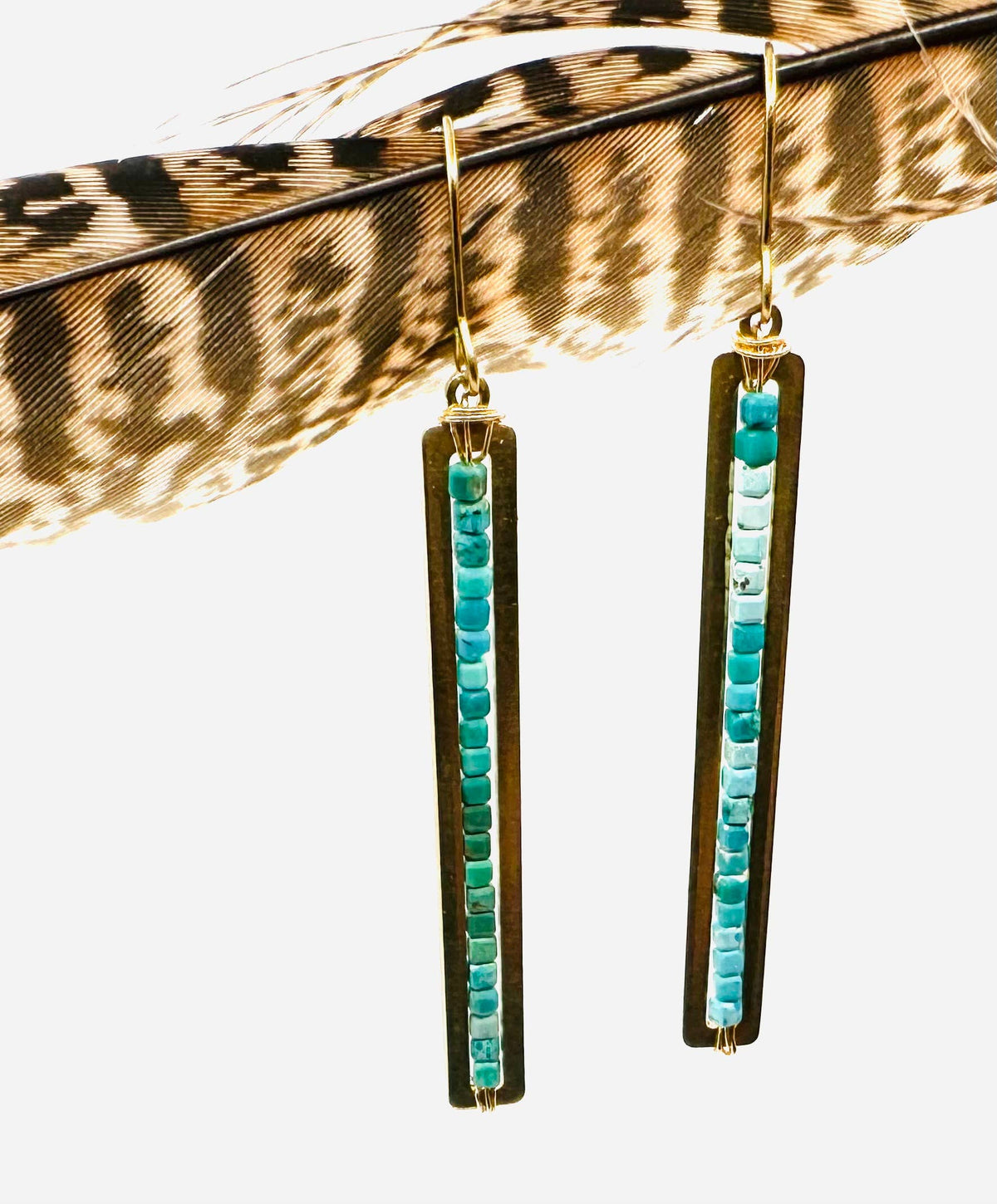 Brass & Turquoise Dangle Earrings
