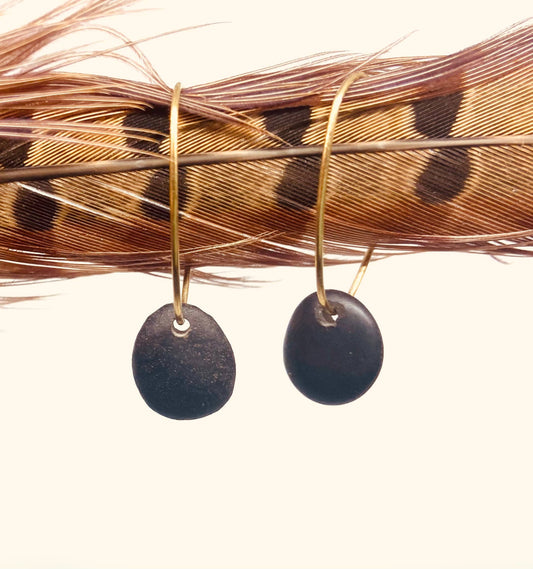 Brass River Stone Earrings