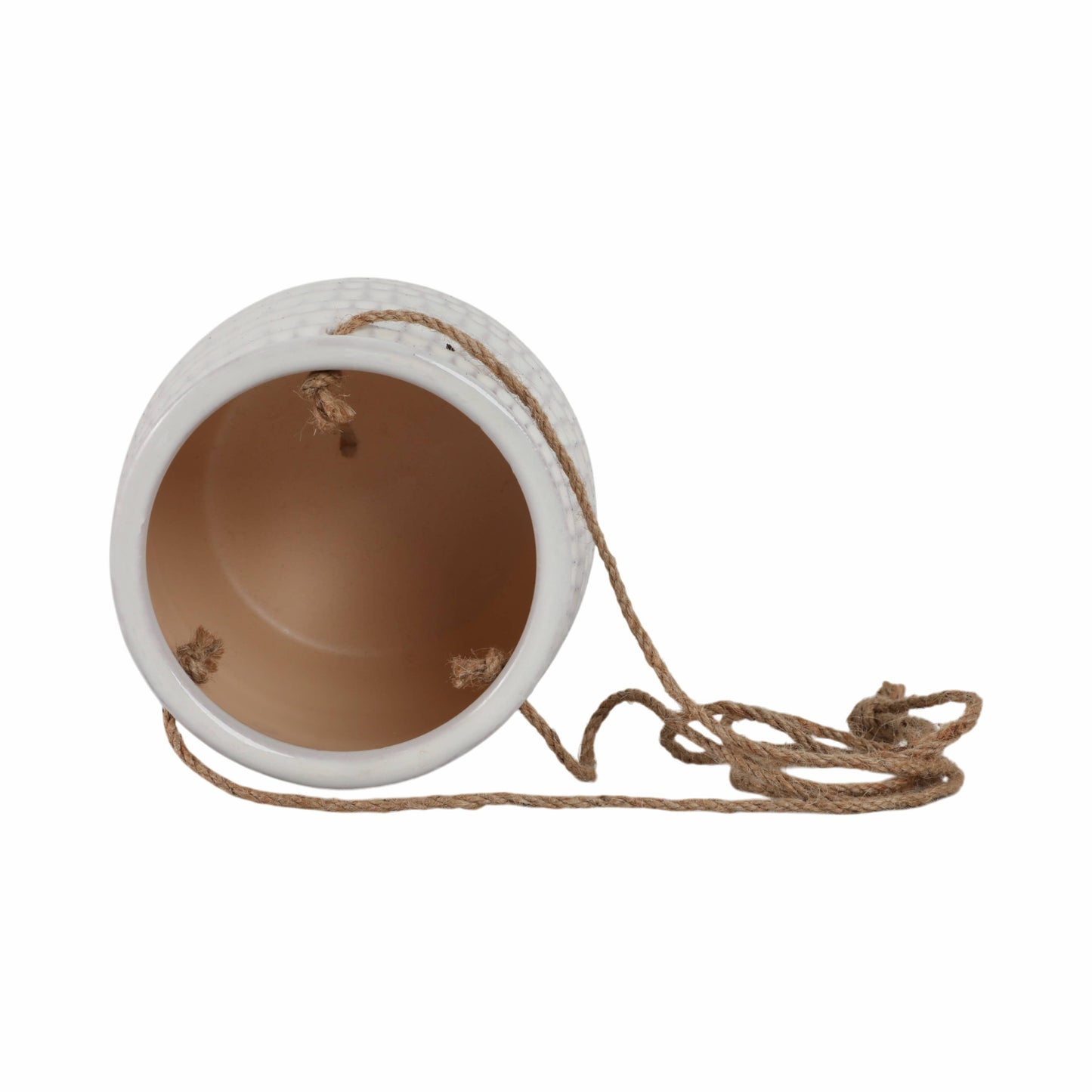 Ivory Ribbed Hanging Planter