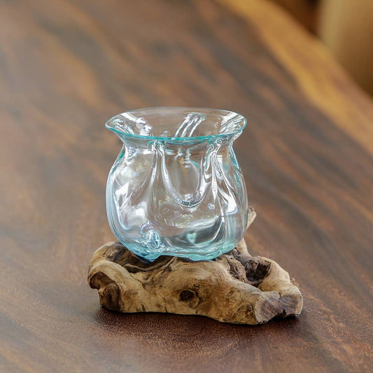 Blown Glass on Chinaberry Wood