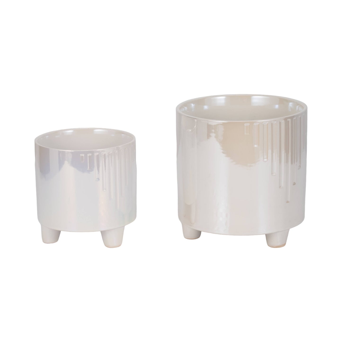 Ivory Ceramic Glossy Footed Pot