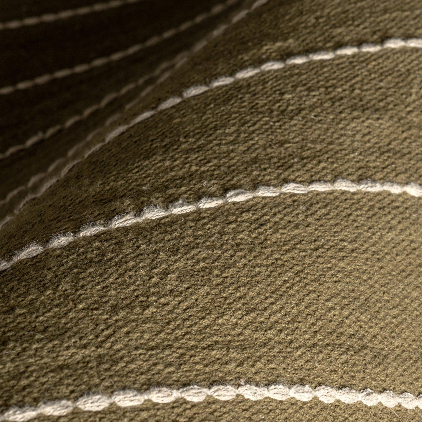 Olive Striped Wool Area Rug 4' x 6'