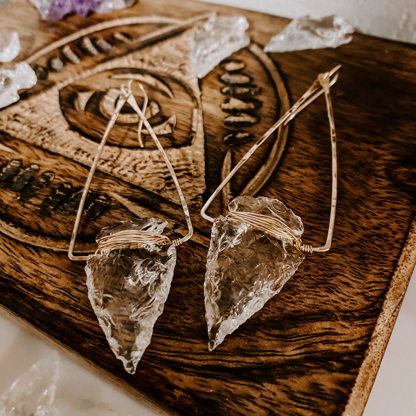 Nala Quartz Crystal Arrowhead Earrings