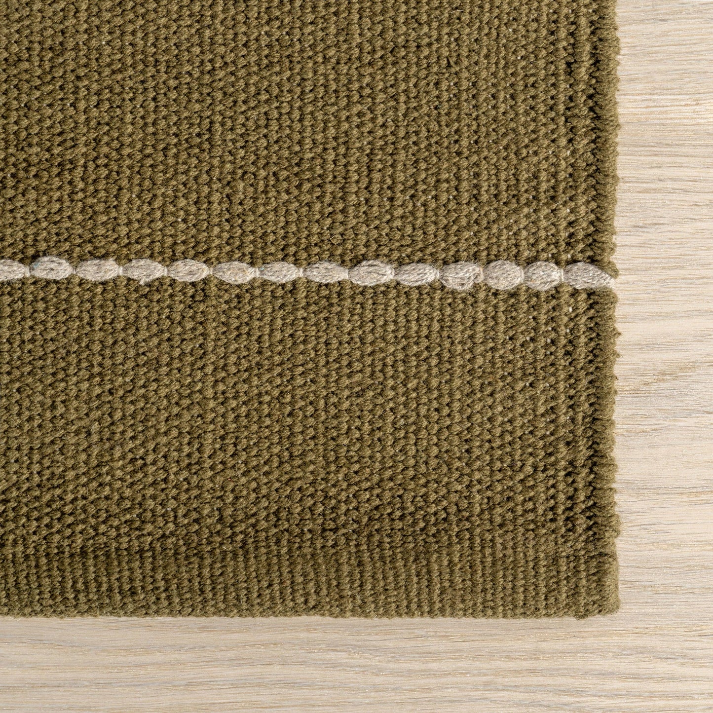 Olive Striped Wool Area Rug 4' x 6'