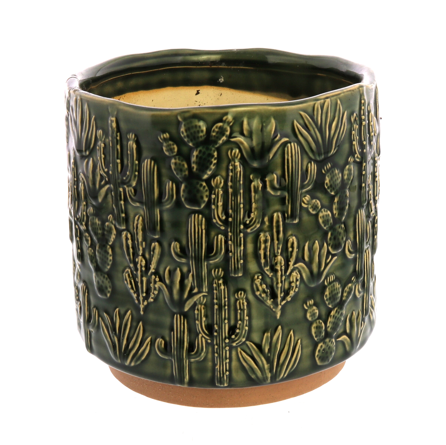 Cactus Motif Ceramic Cachepot