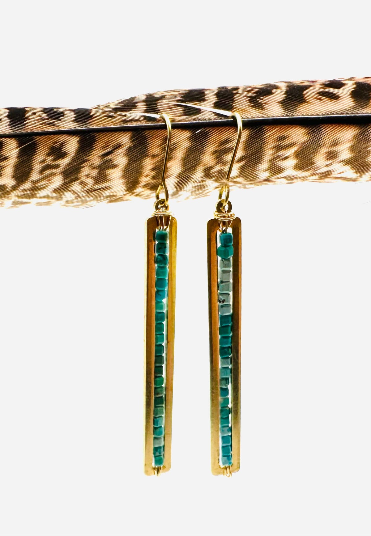 Brass & Turquoise Dangle Earrings