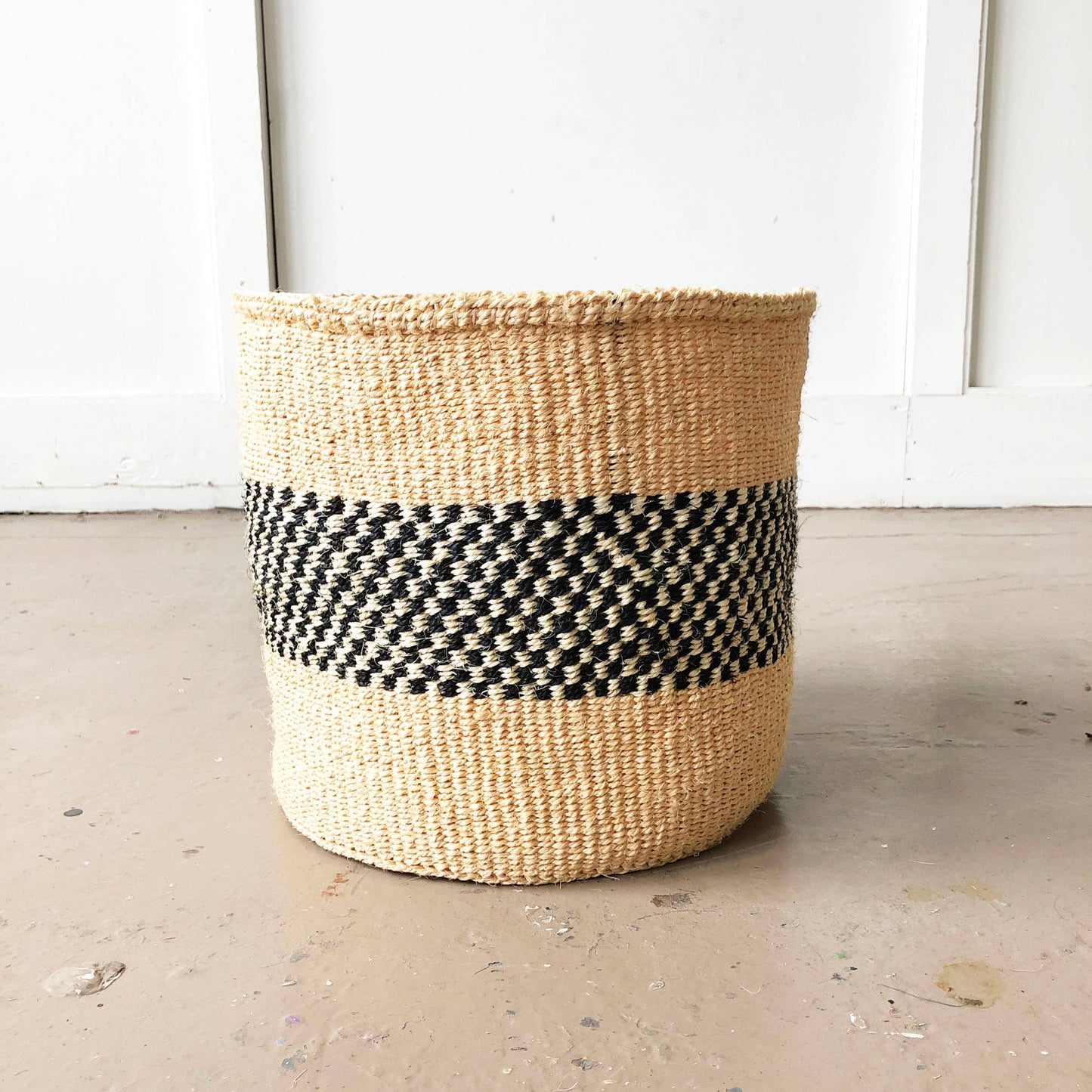 Striped Neutral Storage Plant Basket