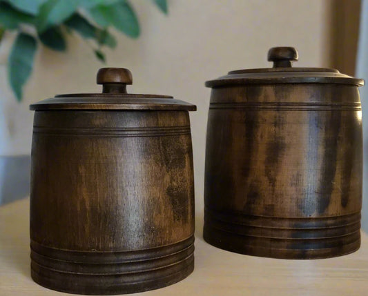 Vintage Farmhouse Wood Canister