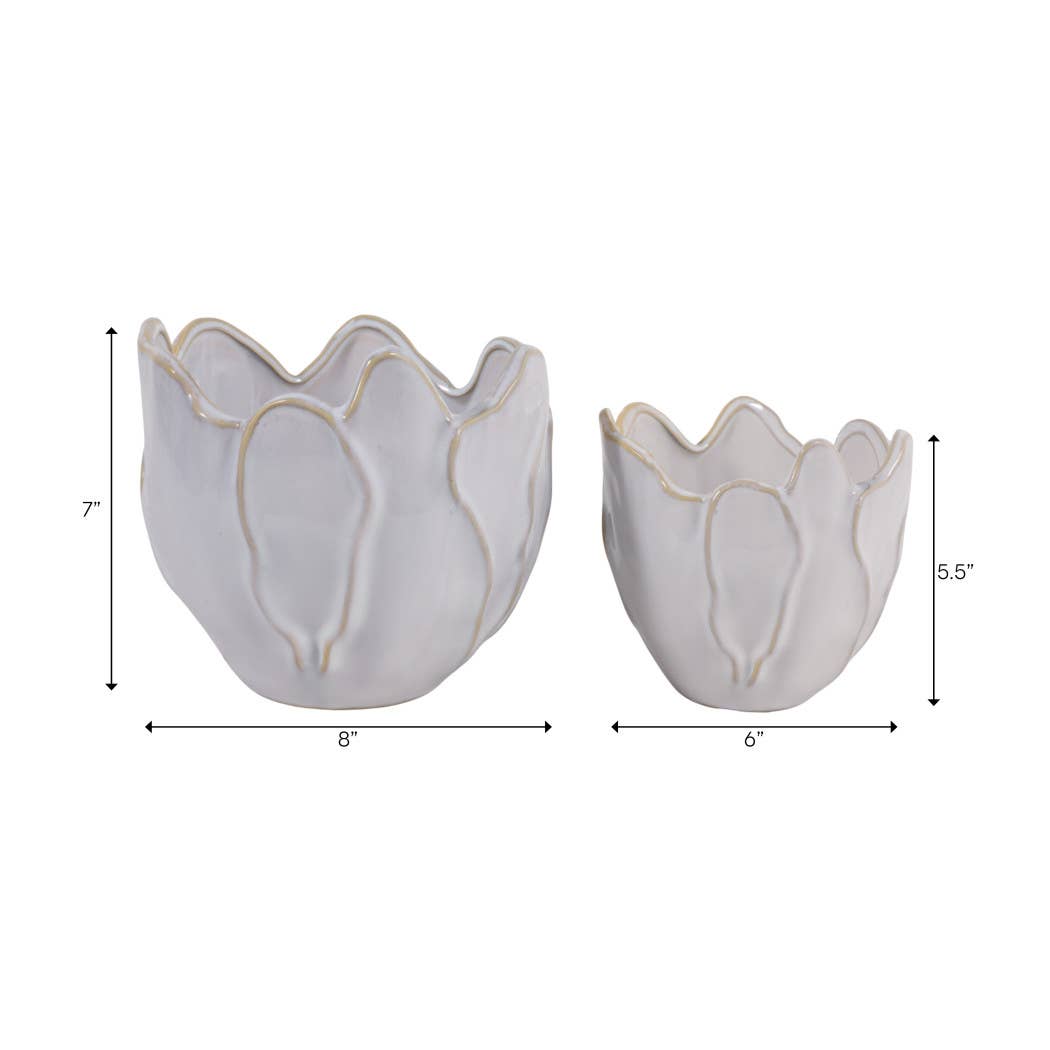 Flower Petal Ivory Pot