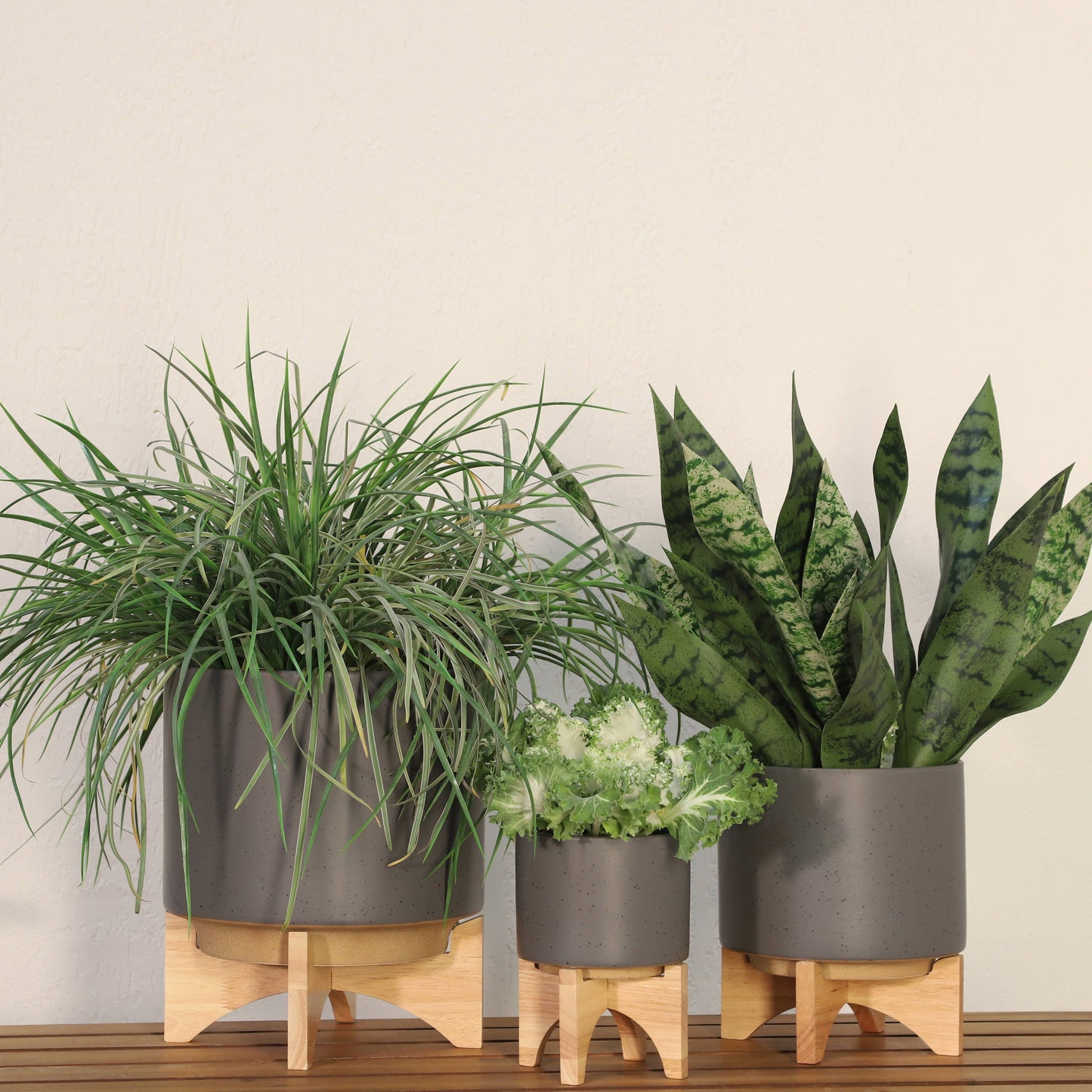 Matte Grey Ceramic Plant Stand