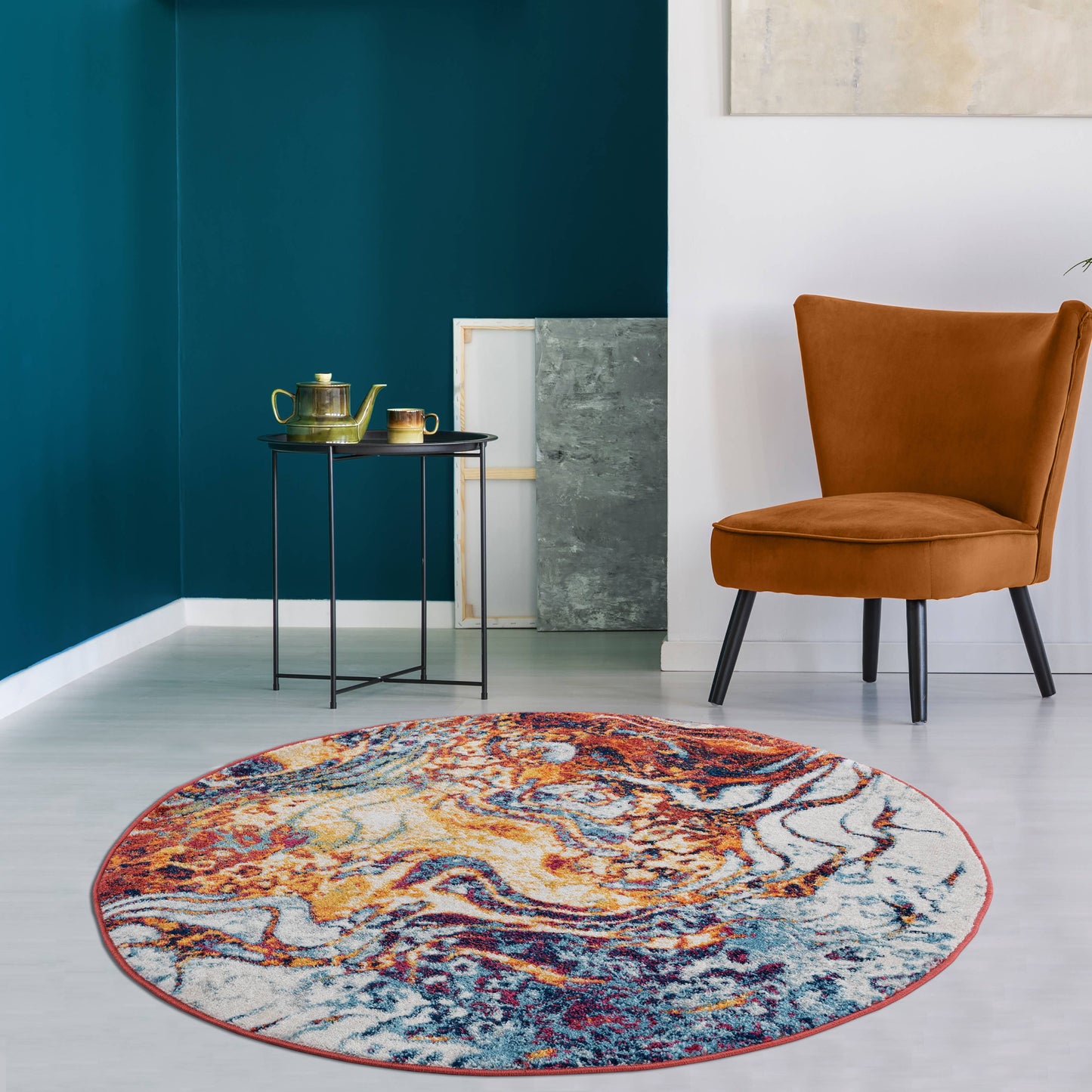 Kimberly Abstract Round Rug 4' 4"