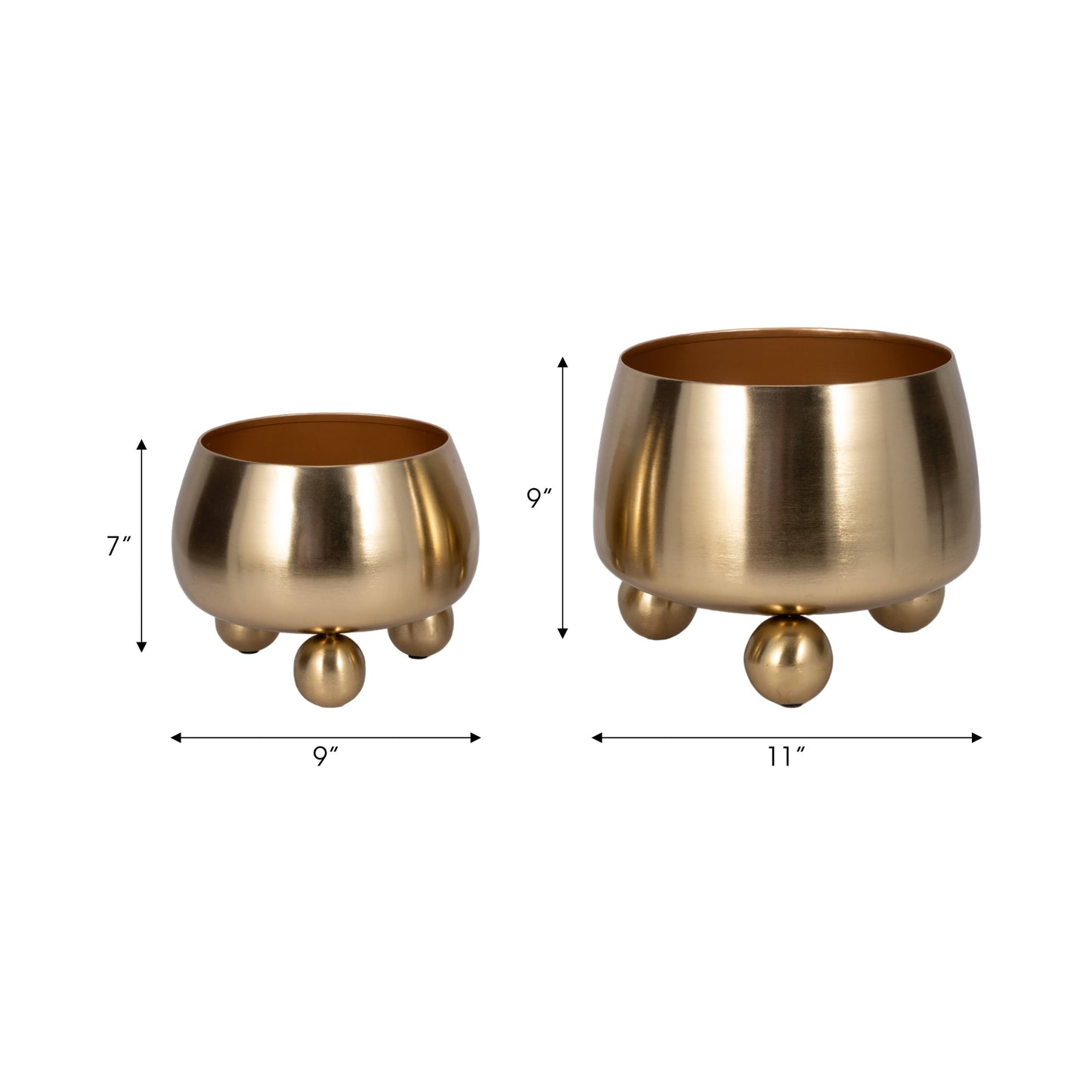 Gold Metal Ball Footed Pot