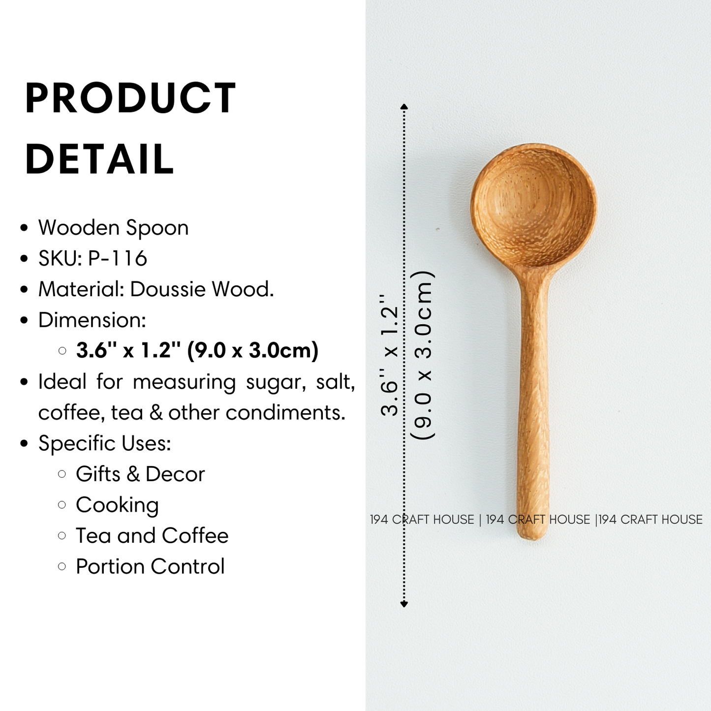 Tiny Wooden Salt & Sugar Spoon