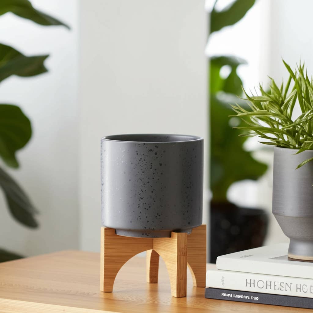 Matte Grey Ceramic Plant Stand