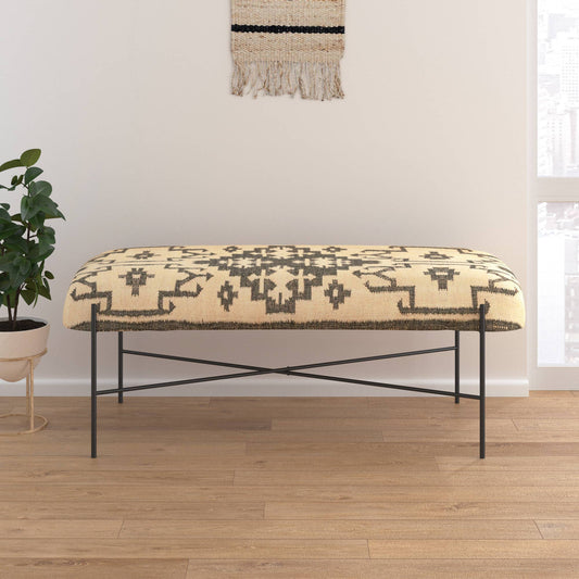 Barkley Bench Jute Cream/Black Metal