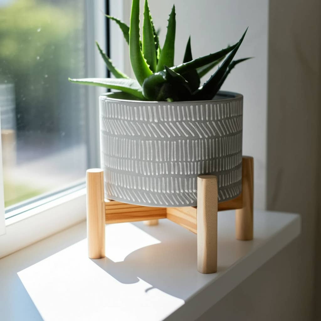 Stone Geometric Plant Stand