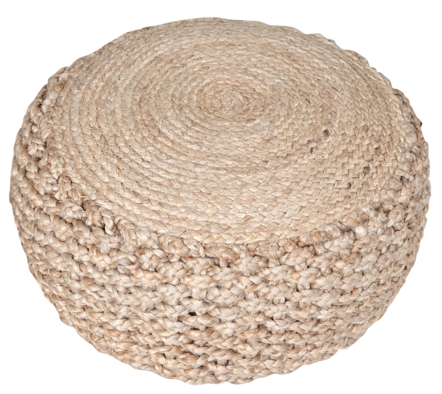 Natural Braided Jute Pouf: Tan