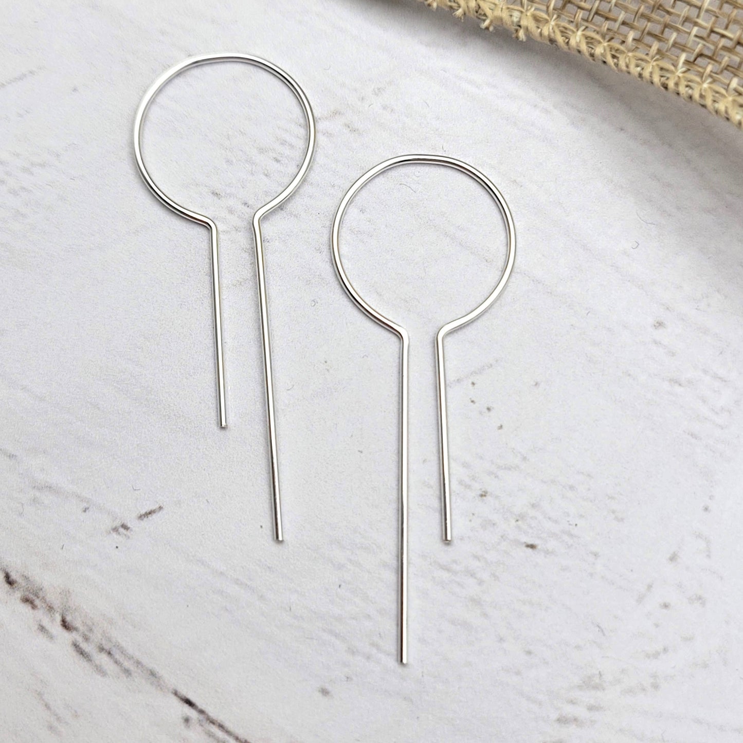 Sterling Silver Keyhole Threader Earrings