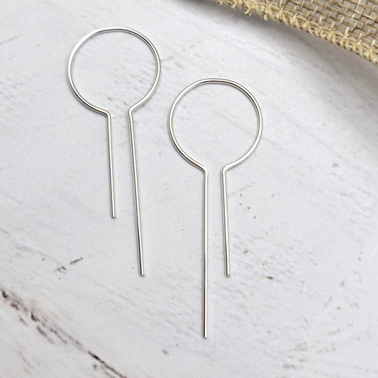 Sterling Silver Keyhole Threader Earrings