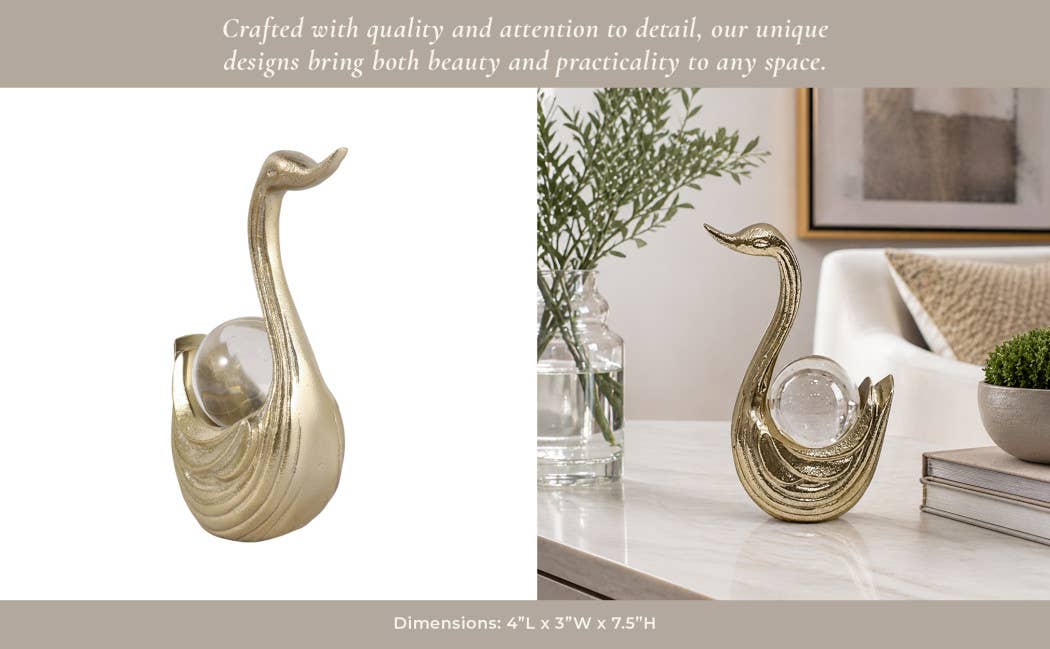 Gold Metal Swan Decor