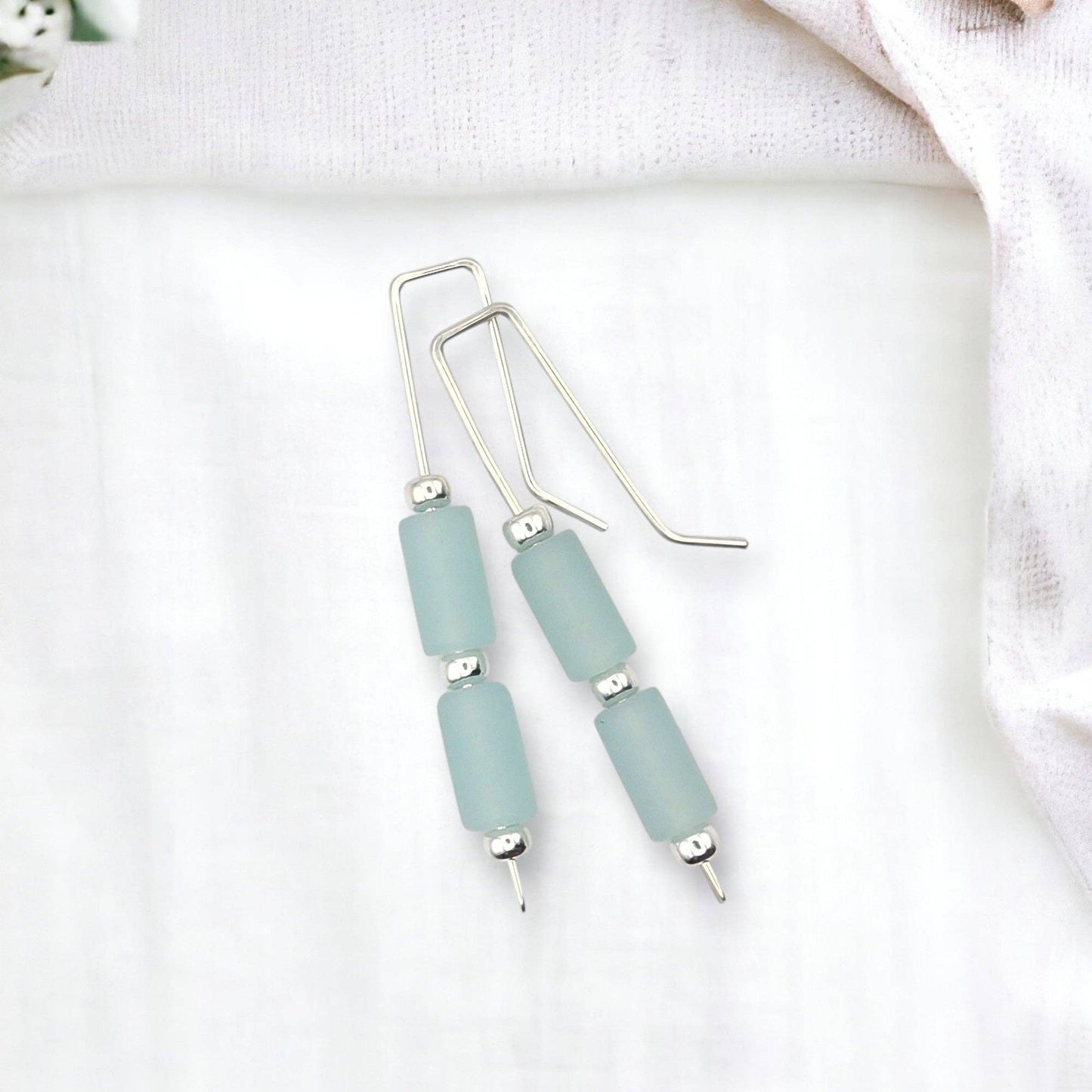 Sterling Silver & Sea Glass Threader Earrings