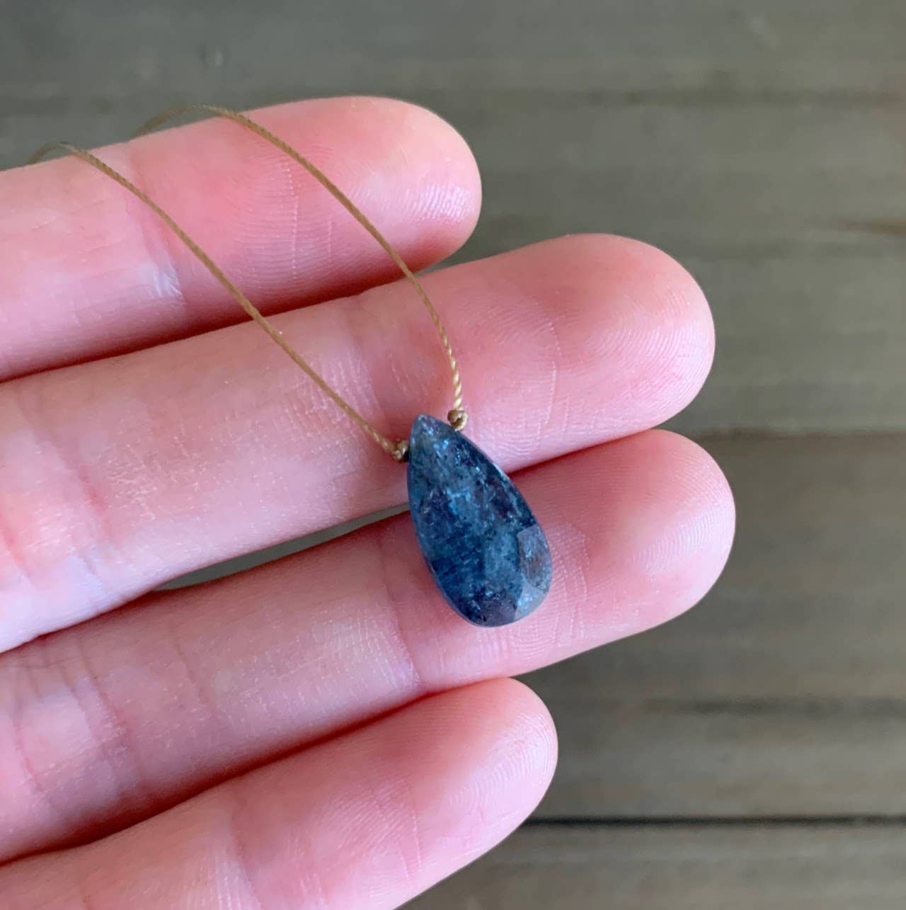 Teal Moss Kyanite Teardrop 16" Necklace