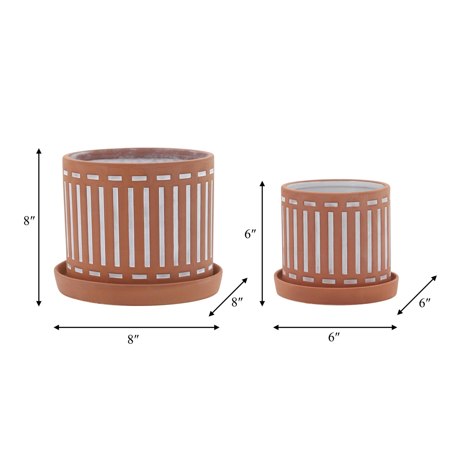 Ceramic Orange Striped Pot & Saucer