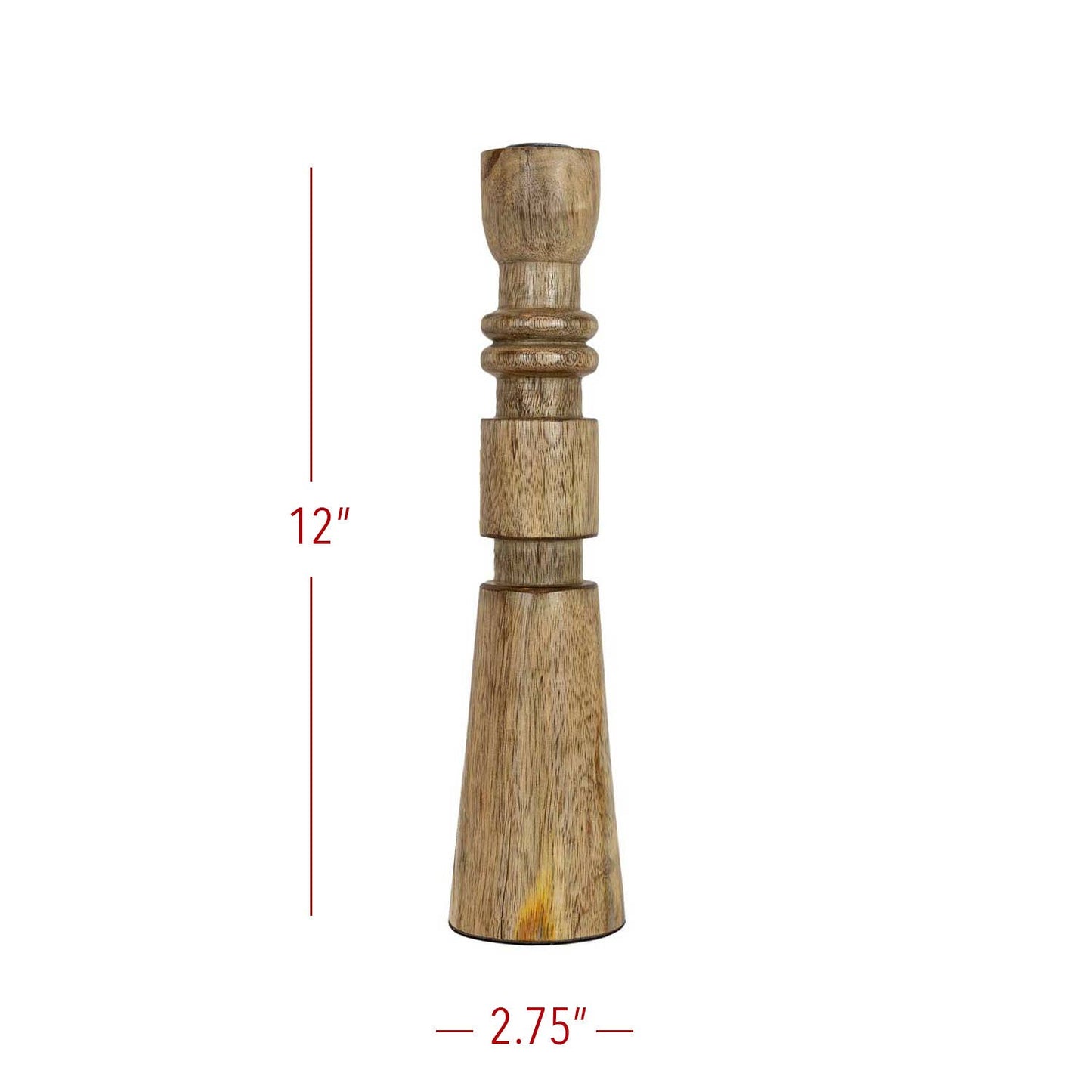 Yuma Wood Carved Taper Candle Holder