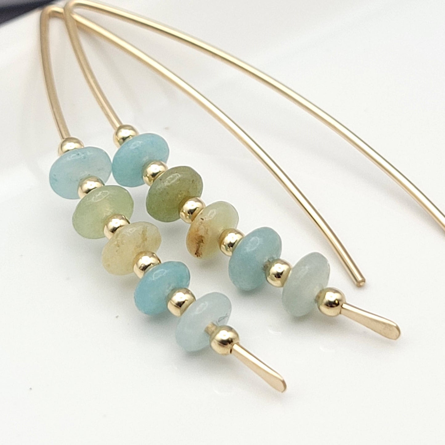 Amazonite & Gold Threader Earrings
