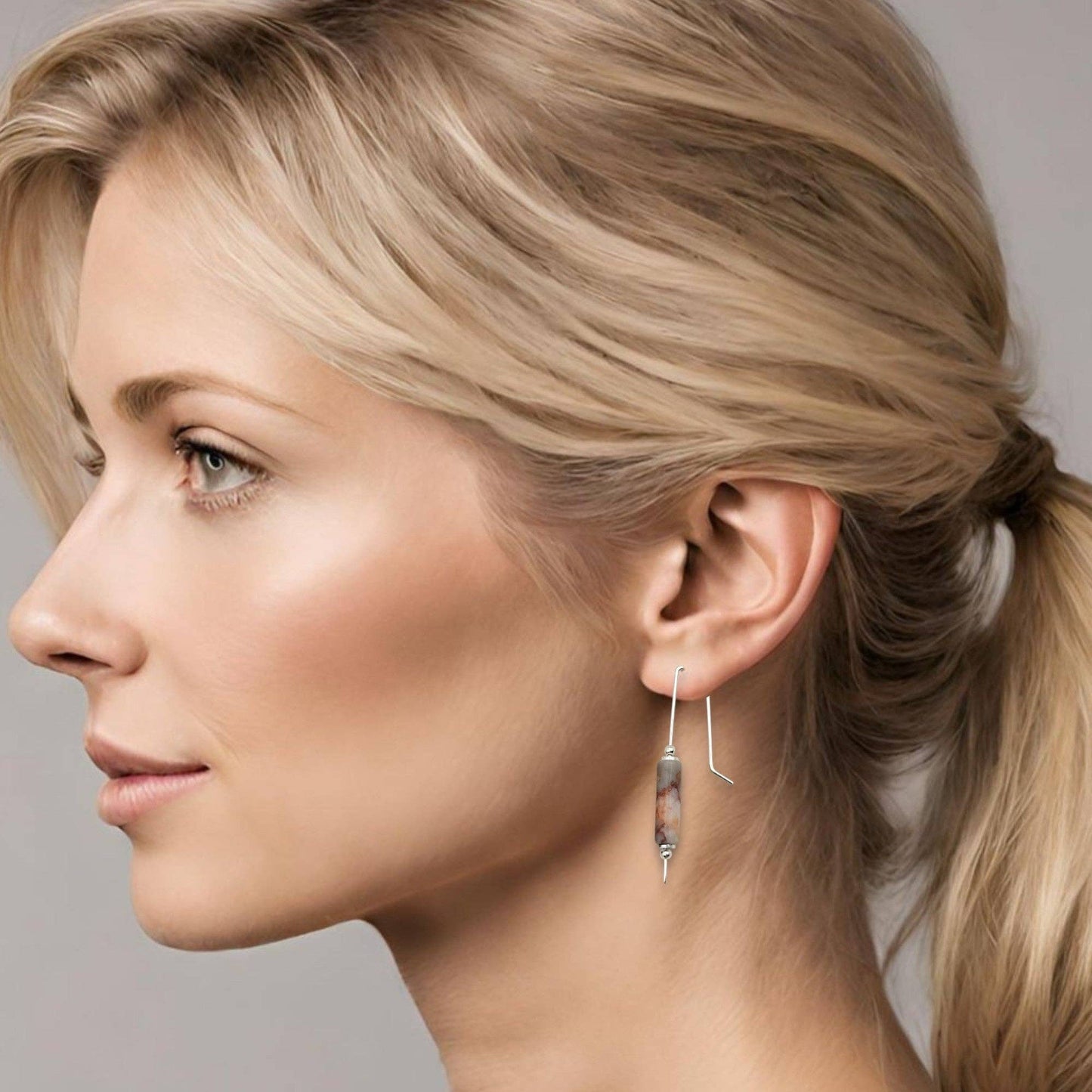 Sterling Silver & Jasper Threader Earrings